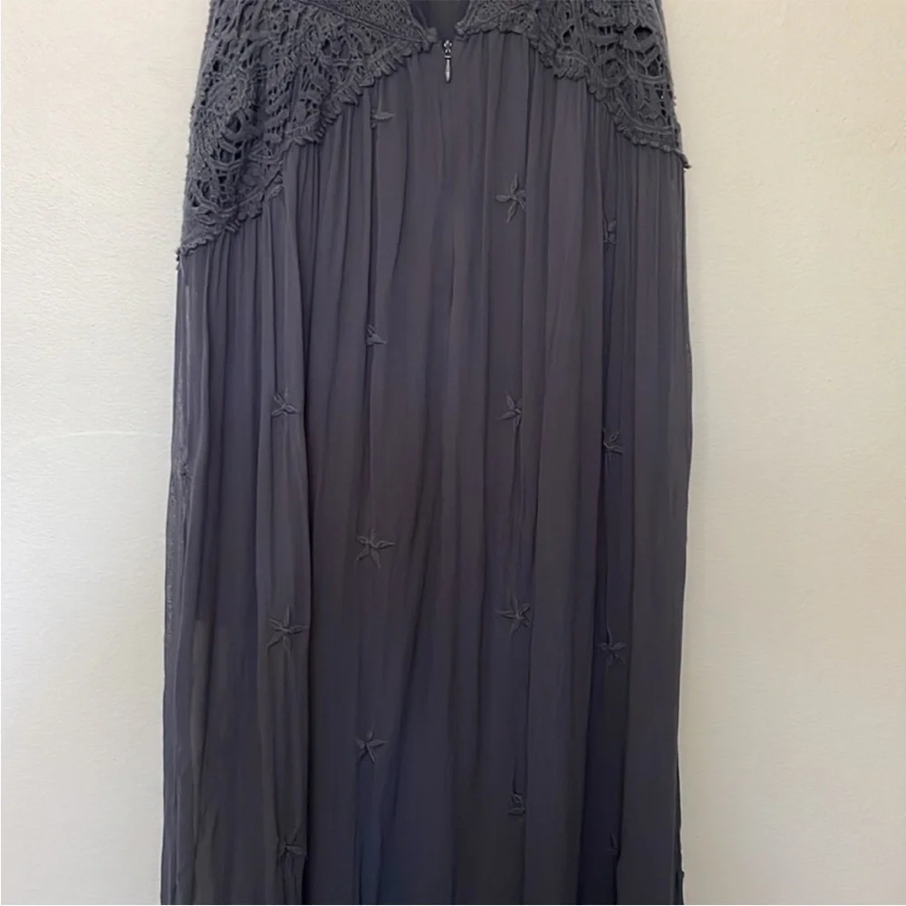 Free People | Monarch Sheer Lace Embroidered Crocheted Open Back Strapless Dress - Picture 3 of 8